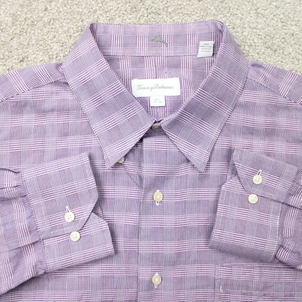 Tommy Bahama Shirt Mens 16 1/2, 34/35 Purple 100% Cotton Long Sleeve Button Down